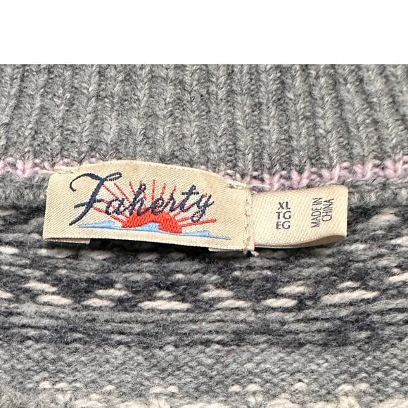 Faherty Highland Fair Isle Sweater Women's Gray Multi, size XL - Picture 3 of 7